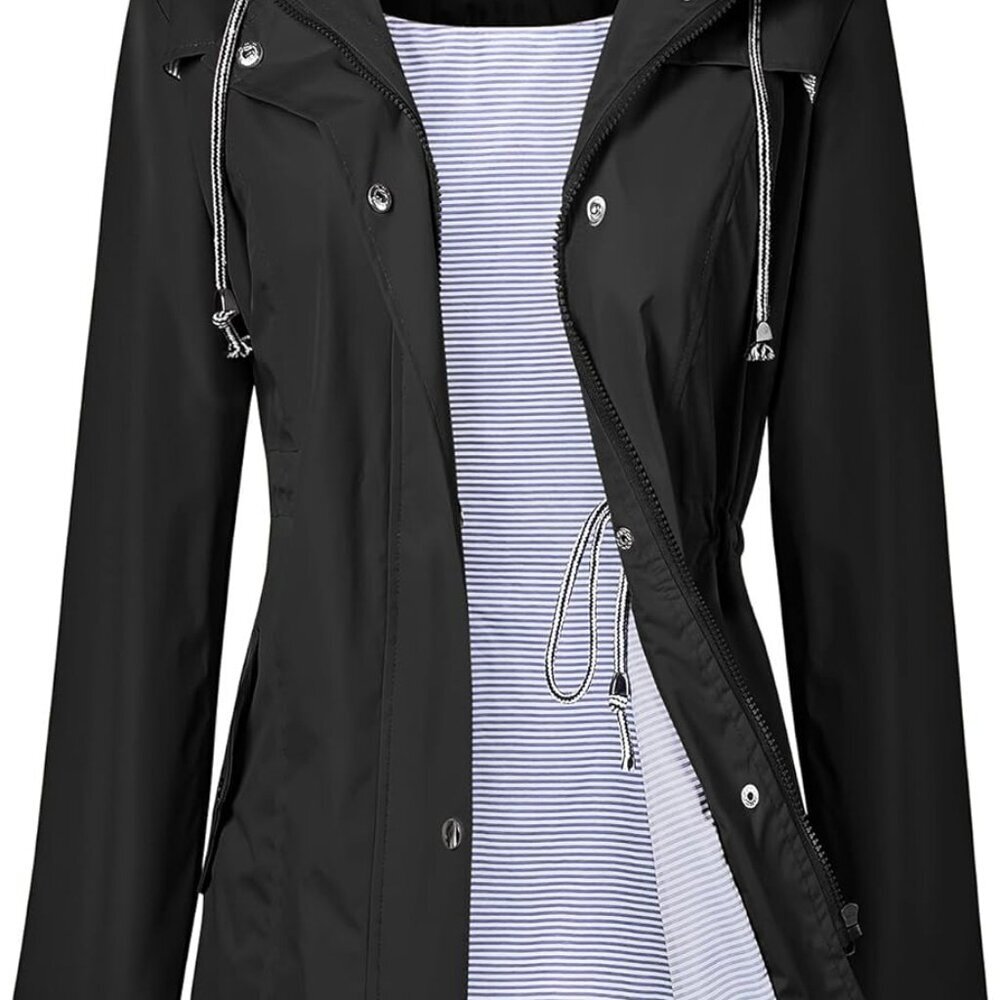 Raincoat Women Waterproof Long Hooded Trench Coats Lined Windbreaker Travel Jack